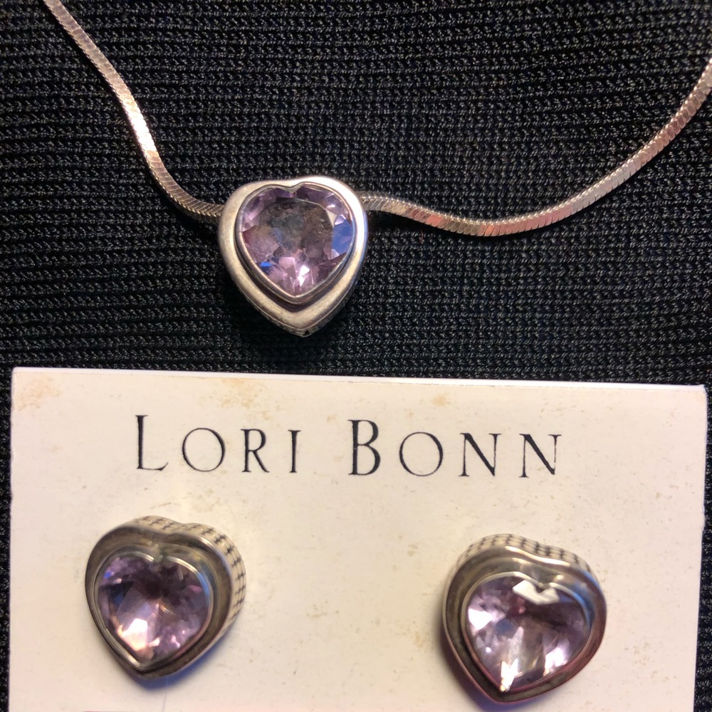 Amethyst & sterling silver earrings & necklace.